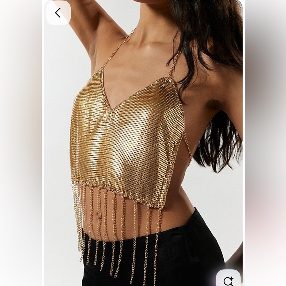 URBAN OUTFITTERS MESH TOP with fringe